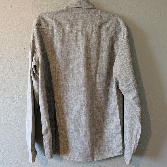 Orvis Gray Textured Print Button Down Size M - Picture 5 of 7